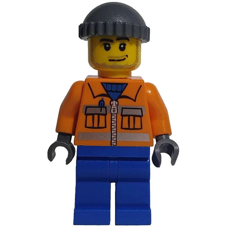 Ground Crew, Orange Jacket with Zipper and Re… — minifigurine LEGO | Brick Broker