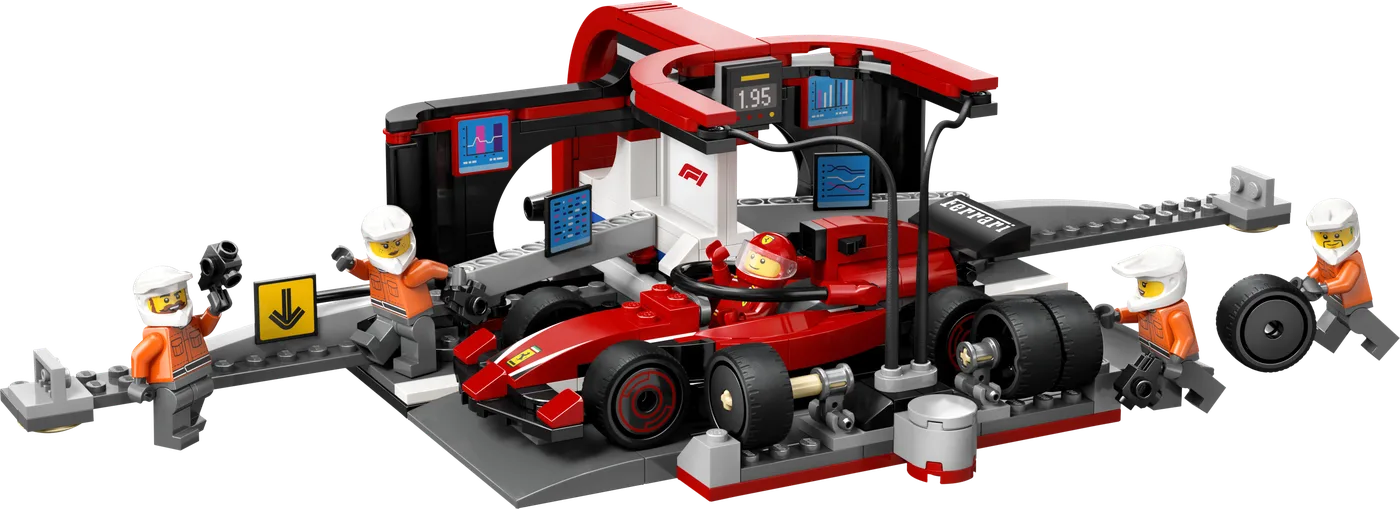 LEGO 60443 Arrêt au stand de F1 et équipe d'arrêt au stand avec voiture Ferrari - prix | Brick Broker