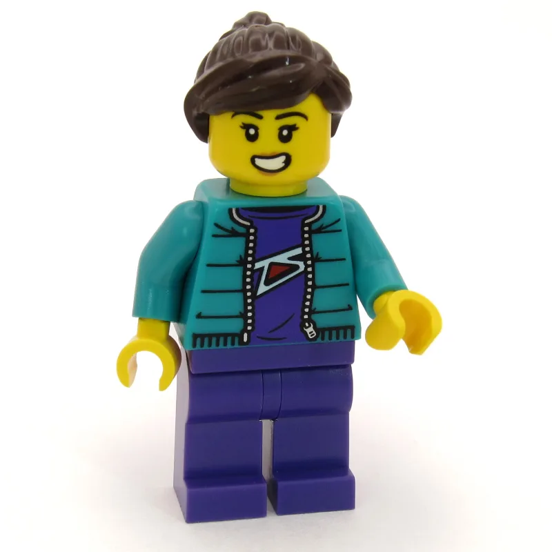 Woman, Dark Turquoise Jacket, Dark Purple Legs — minifigurine LEGO | Brick Broker