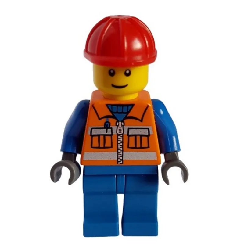 Construction Worker, Orange Safety Vest with… — minifigurine LEGO | Brick Broker