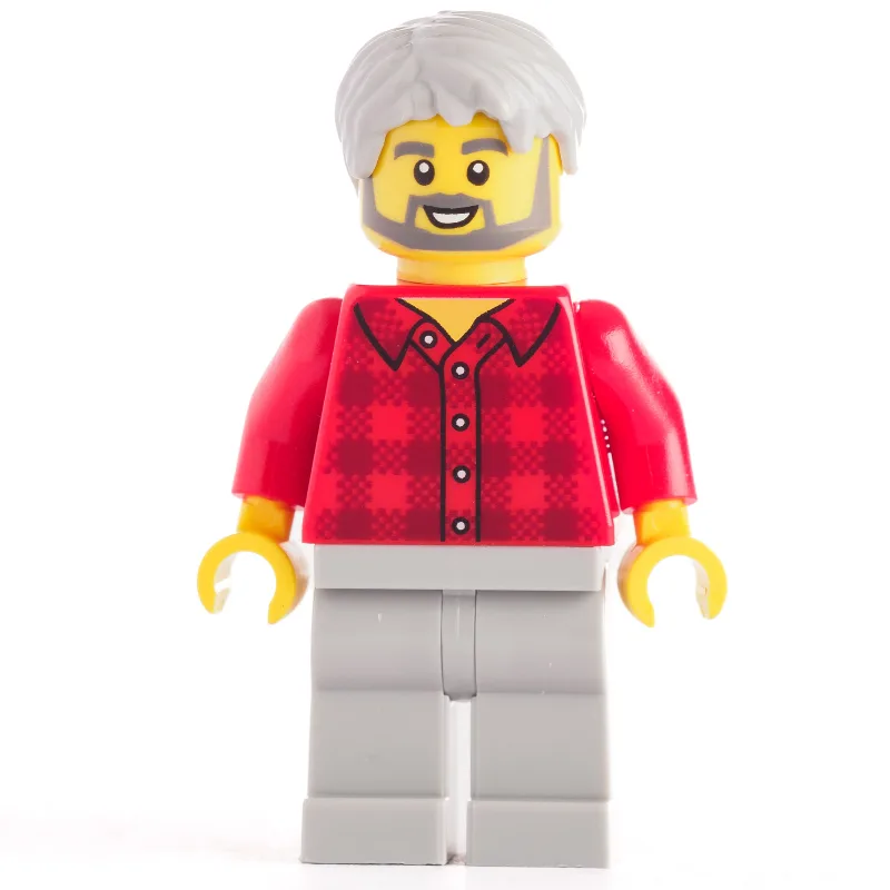 Red Torso Plaid, Light Bluish Grey Legs, Hair — minifigurine LEGO | Brick Broker