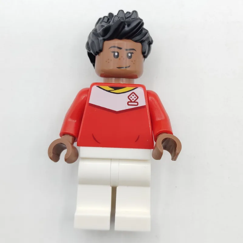 Soccer Fan, Red Soccer Jersey, Black Hair — minifigurine LEGO | Brick Broker