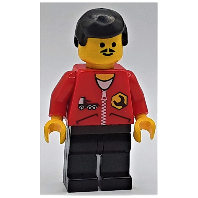 Mechanic, Red Jacket with Zipper, Black Hair,… — minifigurine LEGO | Brick Broker