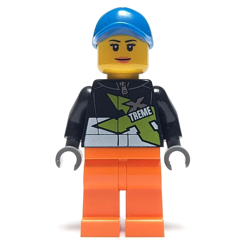 Racer, Woman, Black Jacket with Extreme Team… — minifigurine LEGO | Brick Broker