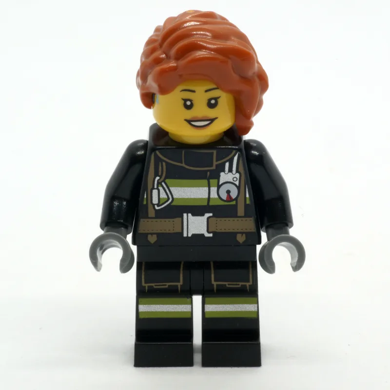 Firefighter, Black Fire Suit, Dark Orange Lon… — minifigurine LEGO | Brick Broker