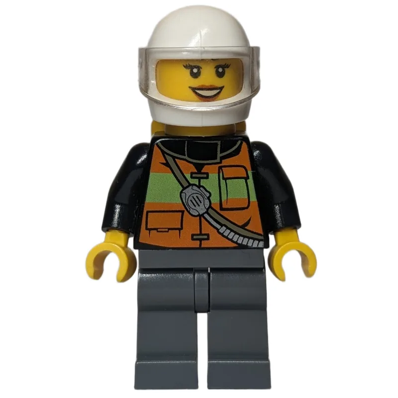 Firewoman, Orange Safety Vest with Radio, Whi… — minifigurine LEGO | Brick Broker