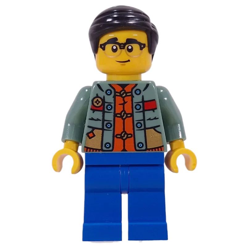 Dad, Sand Green Torso, Blue Legs Black Hair — minifigurine LEGO | Brick Broker