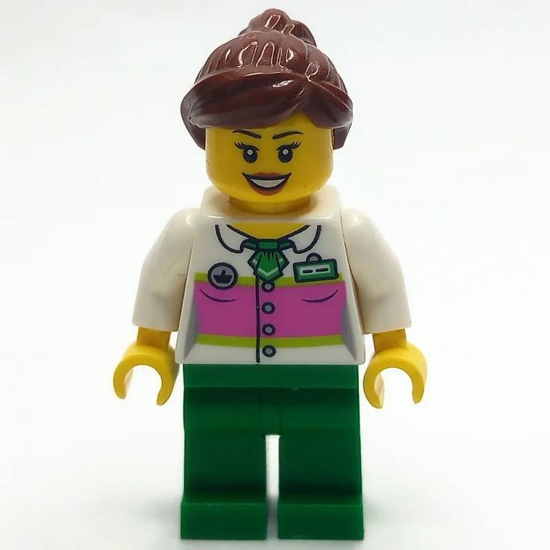 White Torso, Green Legs, Reddish Brown Hair — minifigurine LEGO | Brick Broker