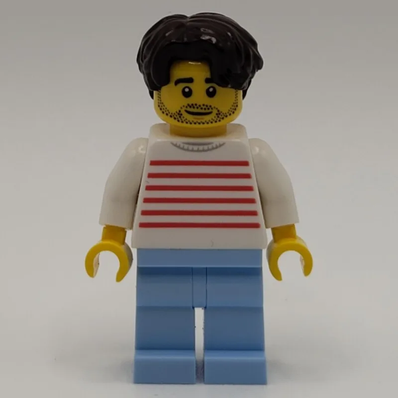 White Striped Torso, Bright Light Blue Legs,… — minifigurine LEGO | Brick Broker