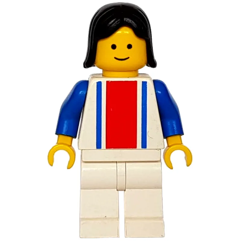 Woman, White Top with Large Red Stripe and 2… — minifigurine LEGO | Brick Broker