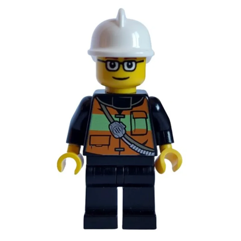 Fireman with Reflective Stripe Vest with Pock… — minifigurine LEGO | Brick Broker