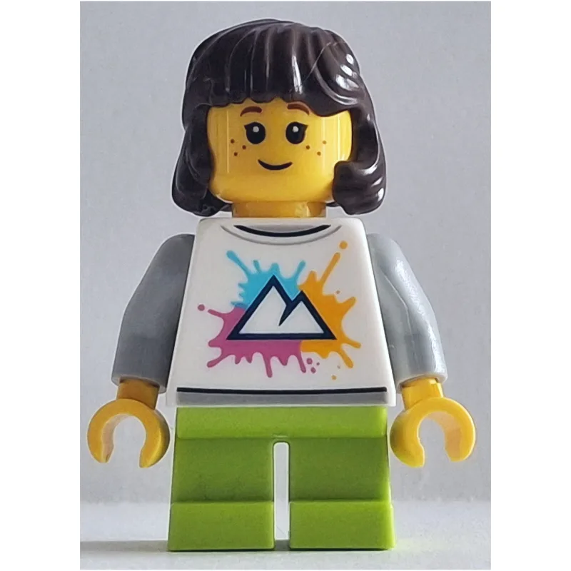Girl, White Torso, Short Lime Legs, Dark Brow… — minifigurine LEGO | Brick Broker