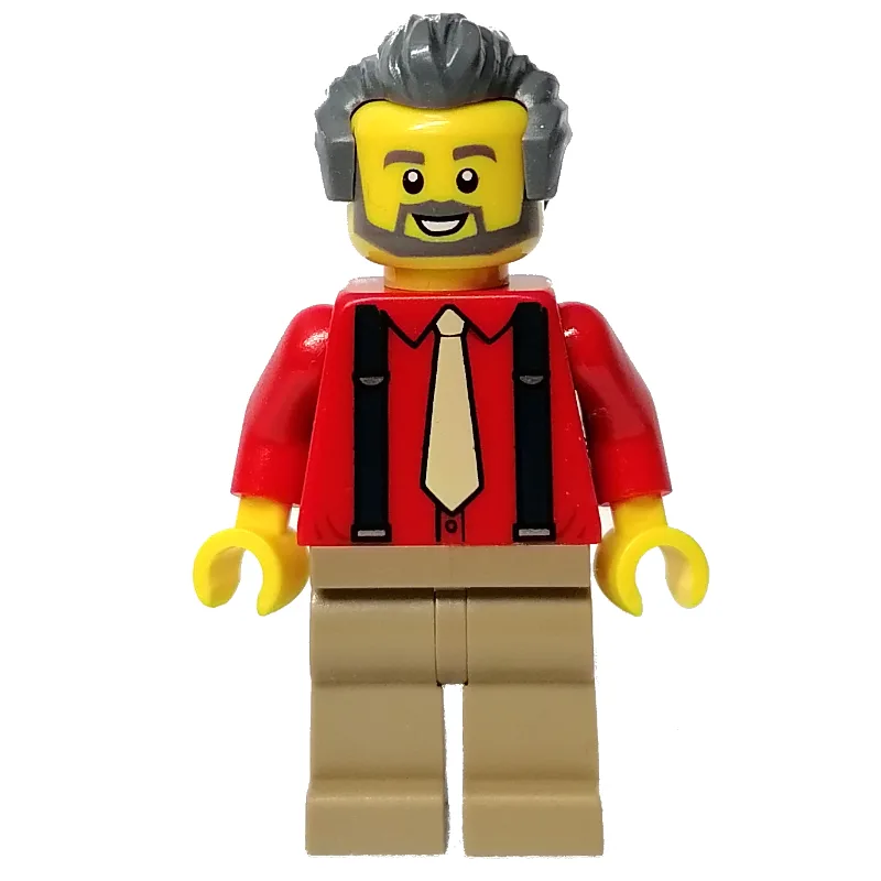 Red Torso, Dark Tan Legs, Dark Bluish Grey Ha… — minifigurine LEGO | Brick Broker