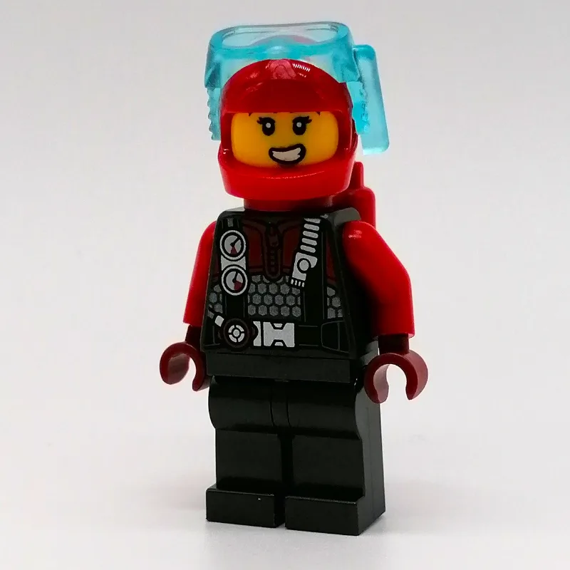 Diver - Pearl Titanium Torso, Legs, Red Airta… — minifigurine LEGO | Brick Broker