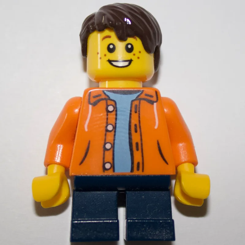 Kid - Orange Torso, Dark Blue Legs, Dark Brow… — minifigurine LEGO | Brick Broker