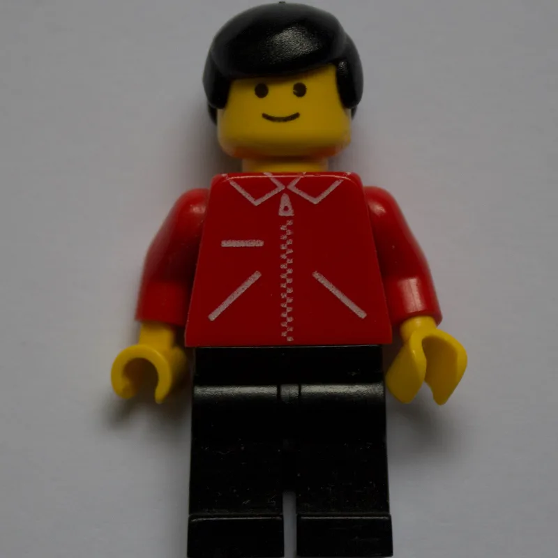 Man, Red Jacket with Zipper and Pockets, Blac… — minifigurine LEGO | Brick Broker