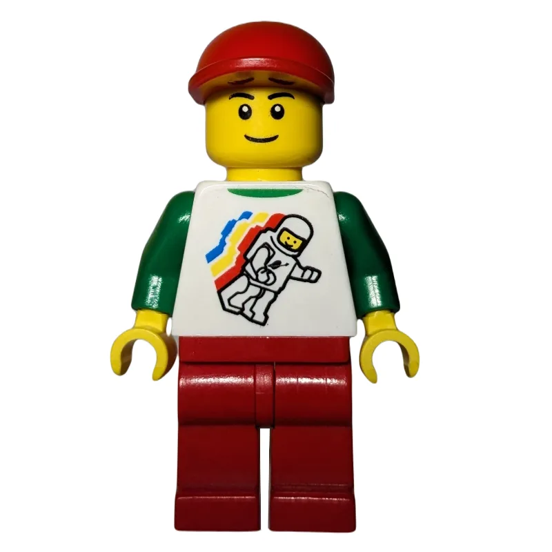 White Torso with Space Figure, Red Legs, Red… — minifigurine LEGO | Brick Broker