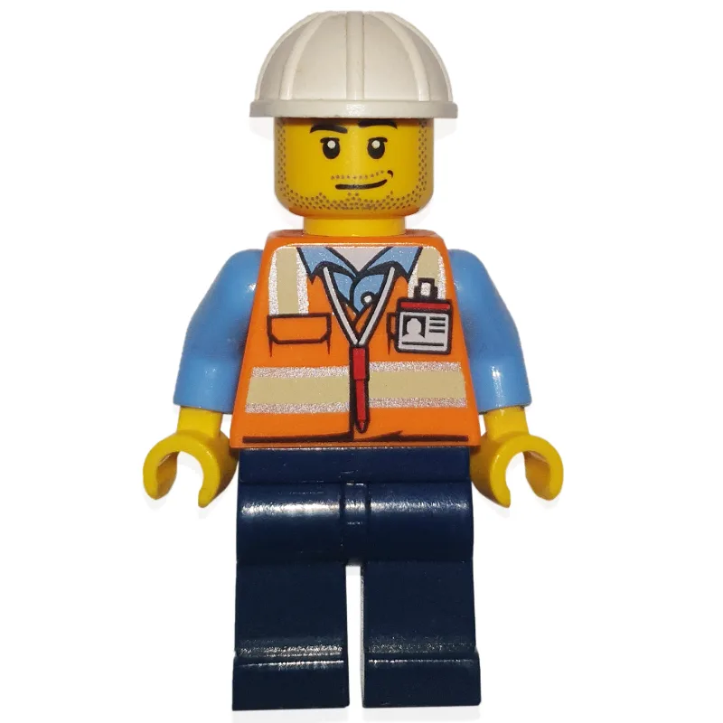 Ground Crew, Orange Safety Vest, Dark Blue Le… — minifigurine LEGO | Brick Broker