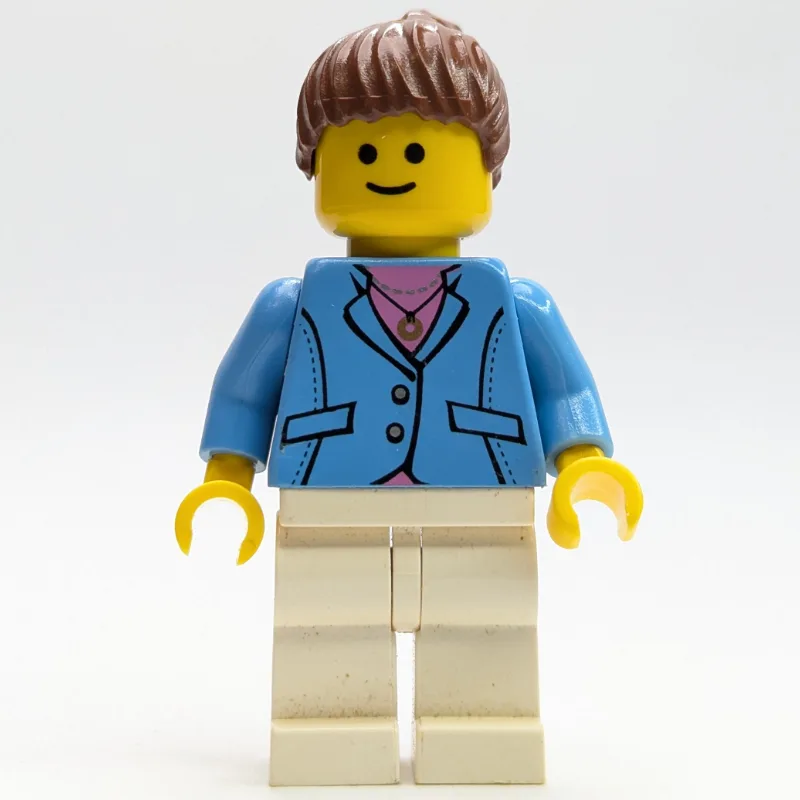 Medium Blue Torso, White Legs, Reddish Brown… — minifigurine LEGO | Brick Broker