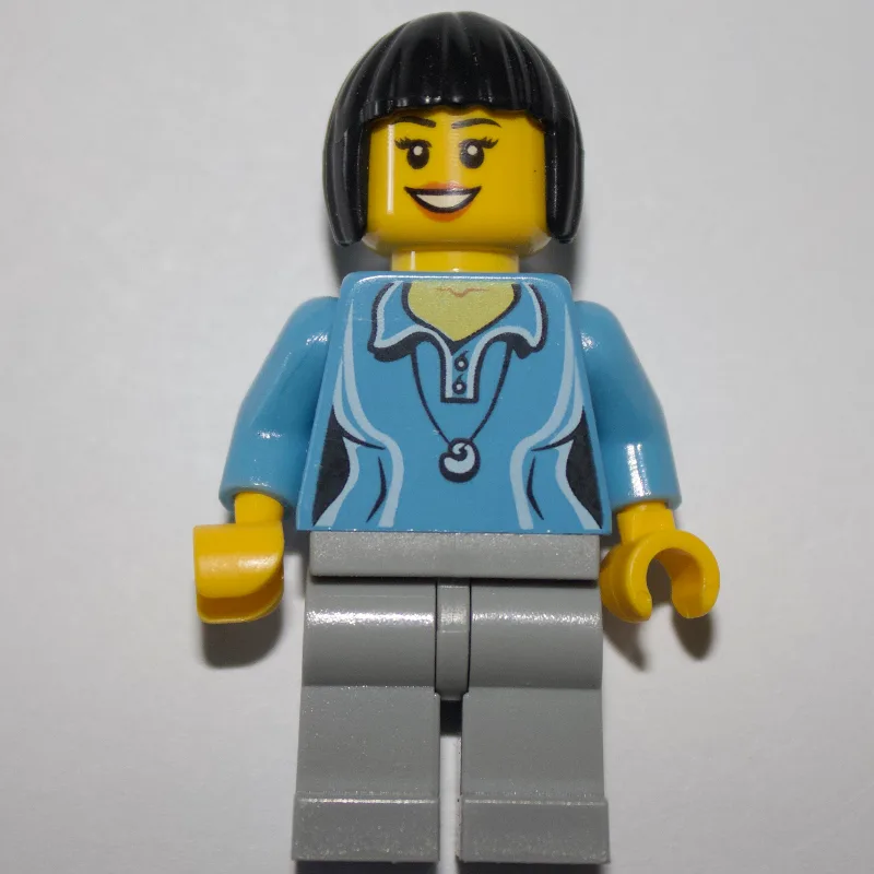 Woman, Medium Blue Polo Shirt with Necklace,… — minifigurine LEGO | Brick Broker