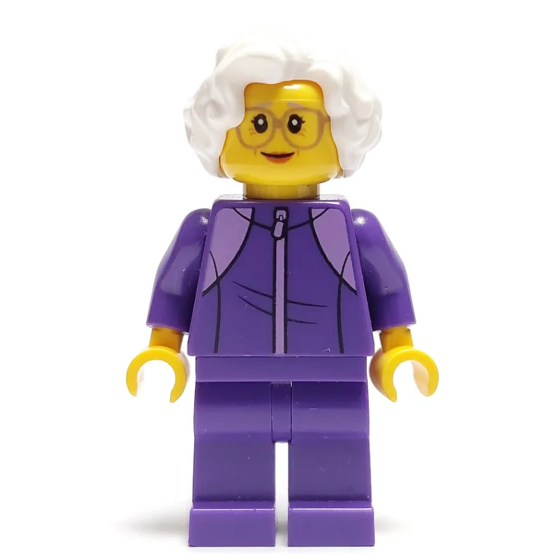 Woman, Dark Purple Jogging Suit, White Hair,… — minifigurine LEGO | Brick Broker