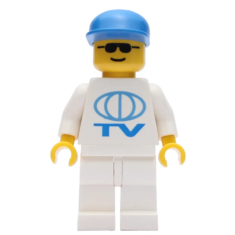 Man, White Shirt with TV Logo, Blue Cap, Sung… — minifigurine LEGO | Brick Broker