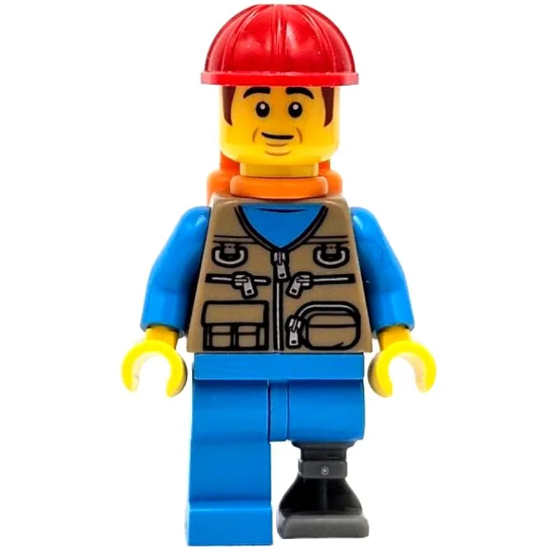 Train Work, Dark Tan Torso, Dark Azure Legs,… — minifigurine LEGO | Brick Broker