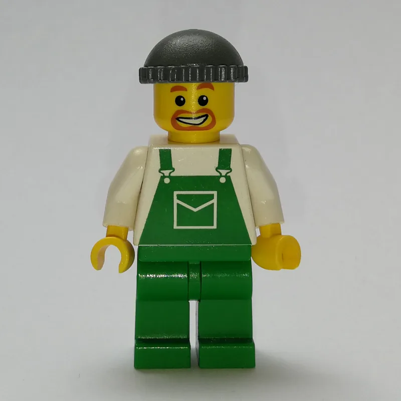 Man, Green Overalls, Dark Bluish Gray Hat, Go… — minifigurine LEGO | Brick Broker