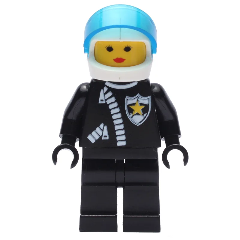 Policewoman, Black Jacket with Zipper and Bad… — minifigurine LEGO | Brick Broker