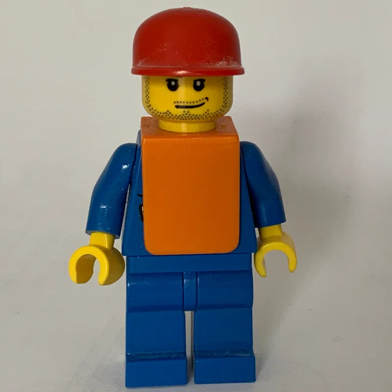 Ground Crew, Blue Suit with Tie and Plane Log… — minifigurine LEGO | Brick Broker