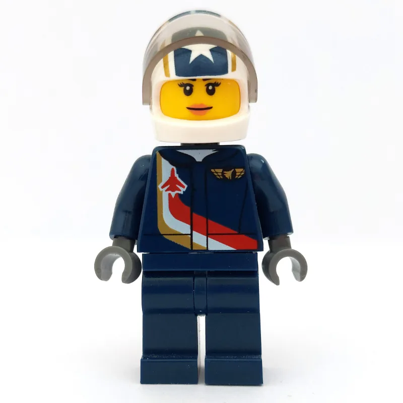 Pilot, Woman, Dark Blue Jumpsuit with Plane a… — minifigurine LEGO | Brick Broker