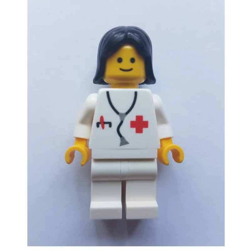 Doctor - White Torso and Legs, Black Hair Fem… — minifigurine LEGO | Brick Broker