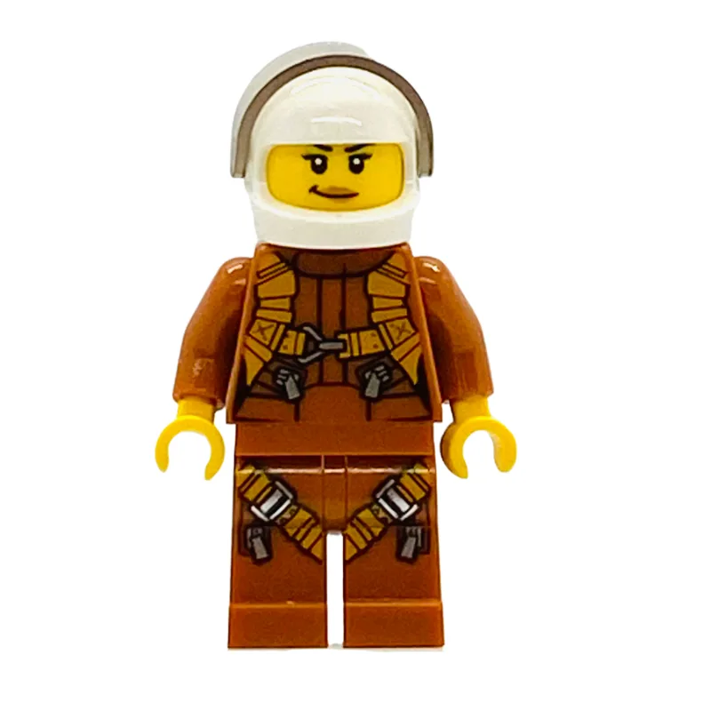 Pilot, Woman, Dark Orange Jumpsuit, White Hel… — minifigurine LEGO | Brick Broker