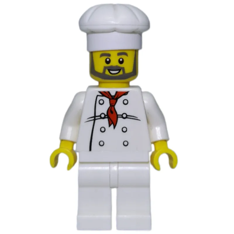 Chef - White Torso, White Legs, White Hat, Gr… — minifigurine LEGO | Brick Broker