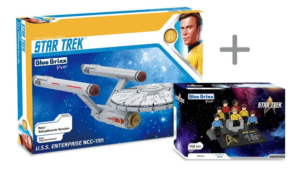 BlueBrixx Pack - USS Enterprise NCC-1701 (Star Trek) avec minifigurines (BB-108327) - prix | Brick Broker