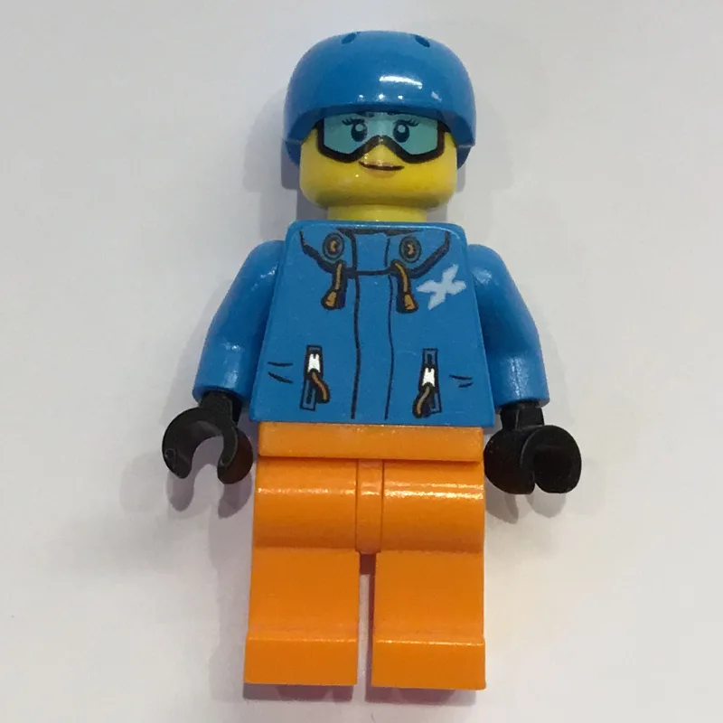Woman, Dark Azure Ski Jacket, Orange Legs, Da… — minifigurine LEGO | Brick Broker