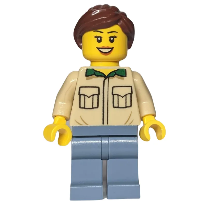 Tan Torso, Sand Blue Legs, Reddish Brown Hair — minifigurine LEGO | Brick Broker