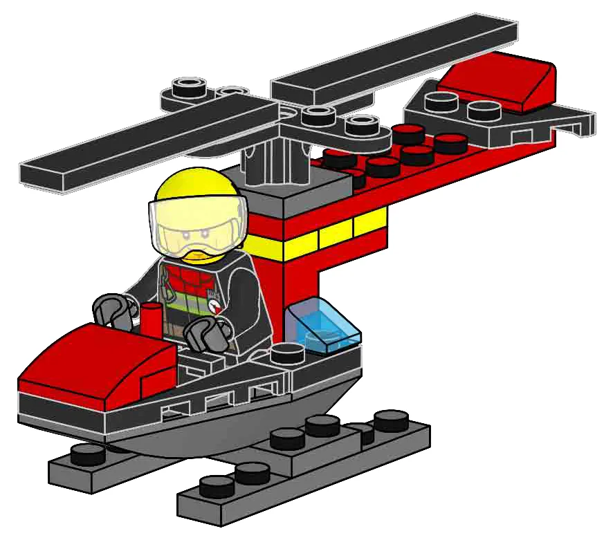 Dans le même style que le LEGO Pompier avec hélicoptère (L0002227-1) | Brick Broker