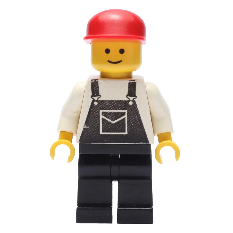 Man, Black Overalls, Red Cap (3626b Head) — minifigurine LEGO | Brick Broker