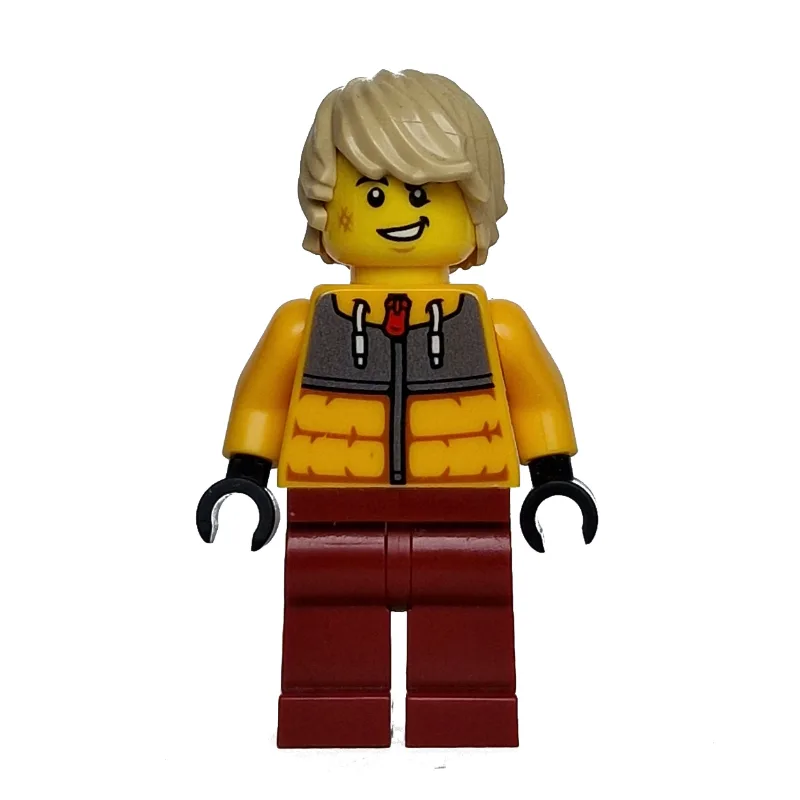 Snowboarder, Bright Light Orange Jacket, Dark… — minifigurine LEGO | Brick Broker