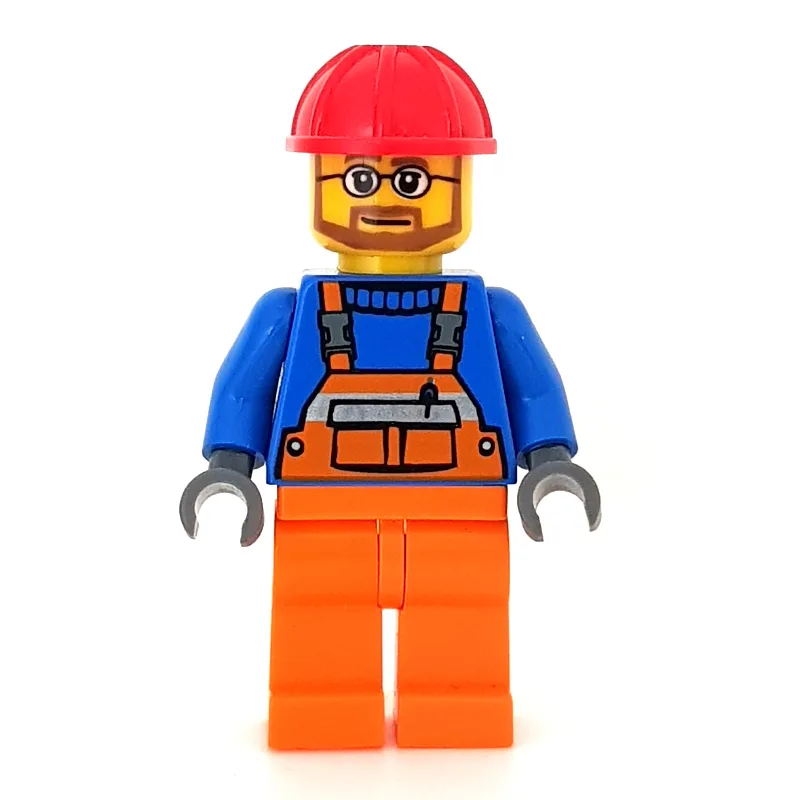 Construction Worker, Orange Overalls, Red Har… — minifigurine LEGO | Brick Broker