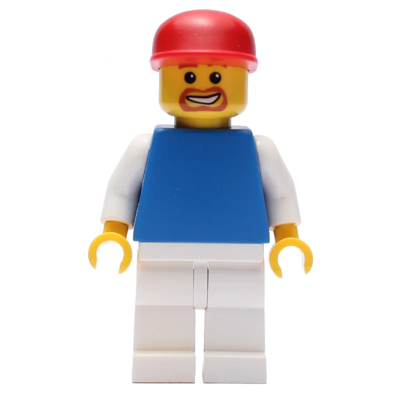 Man - Blue Torso, White Arms, White Legs, Red… — minifigurine LEGO | Brick Broker