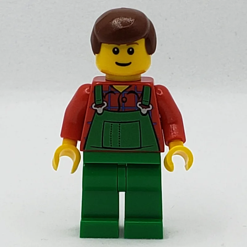 Man, Green Overalls over Red Shirt, Reddish B… — minifigurine LEGO | Brick Broker