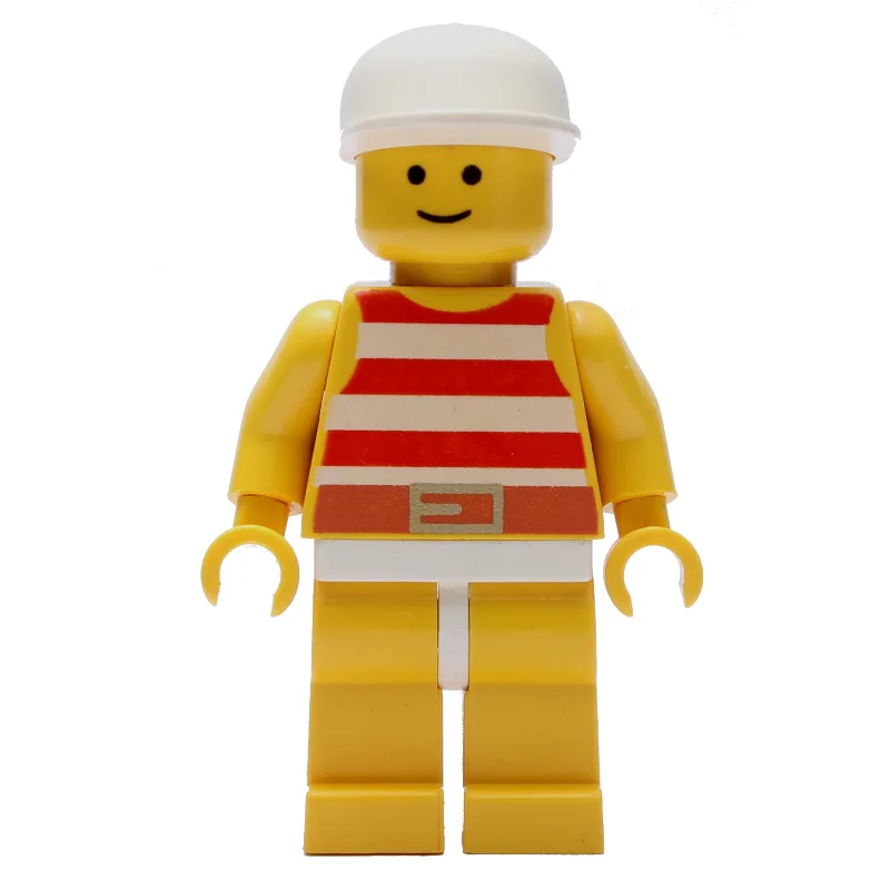 Man, Red and White Striped Swimsuit, White Cap — minifigurine LEGO | Brick Broker