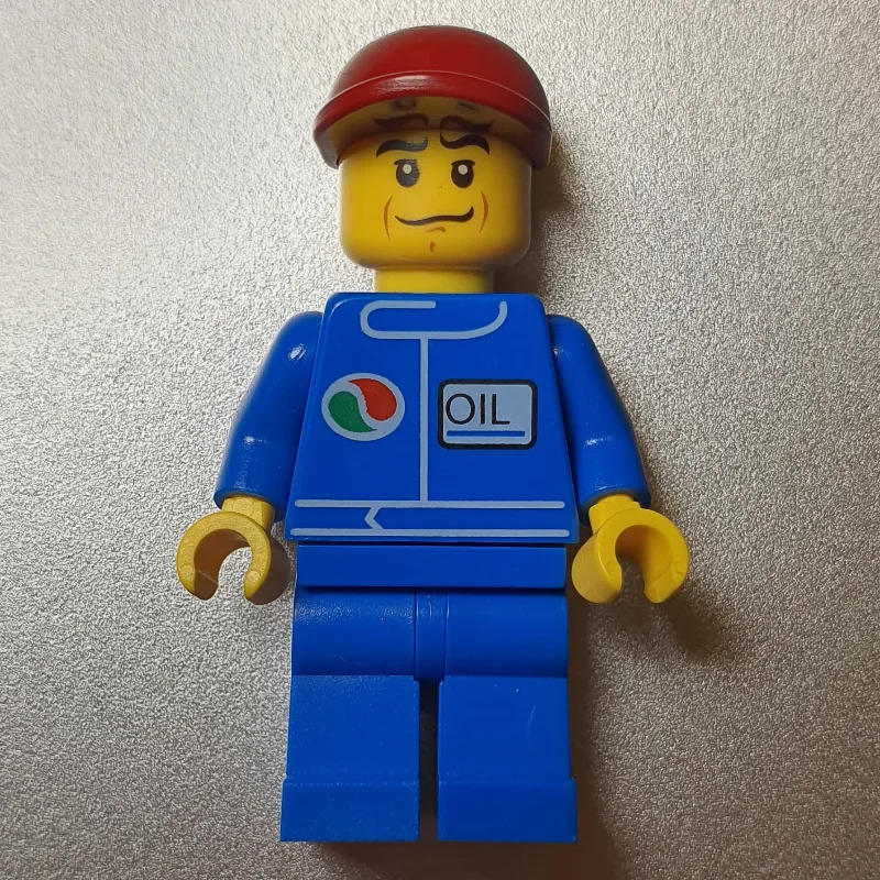 Man, Blue Jumpsuit with Octan Logo, Dark Red… — minifigurine LEGO | Brick Broker