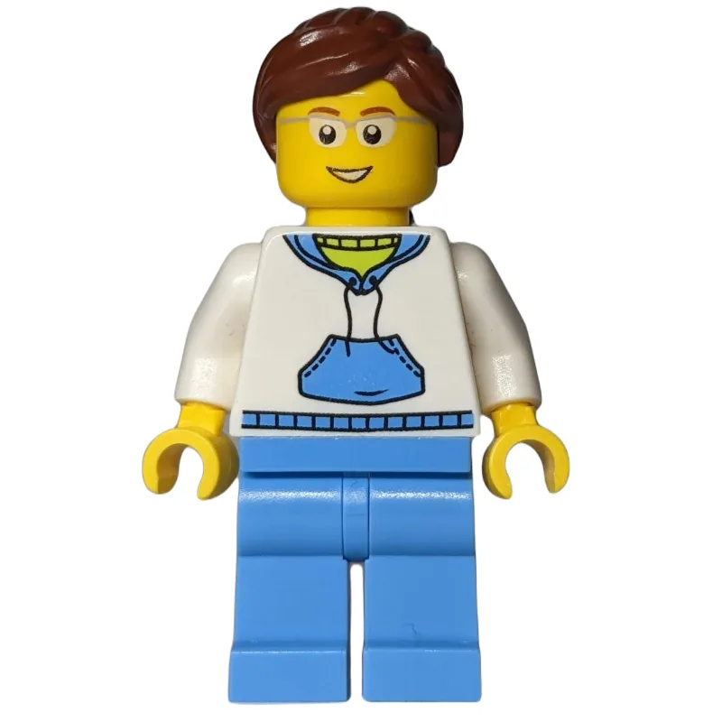 White Torso, Medium Blue Legs, Reddish Brown… — minifigurine LEGO | Brick Broker