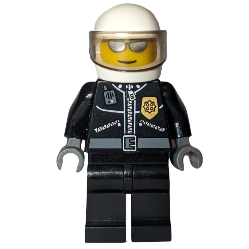 Policeman, Black Jacket with Zipper, Radio, B… — minifigurine LEGO | Brick Broker