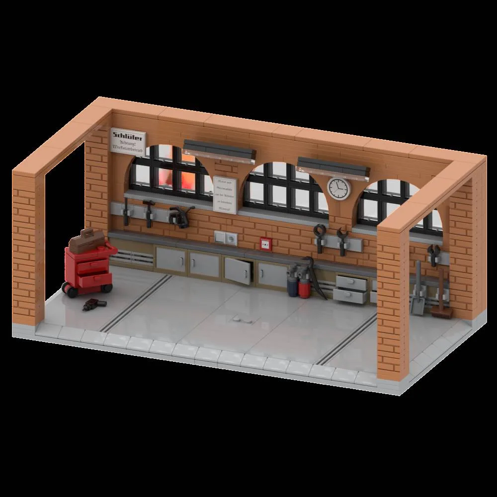 MunichBricks Diorama d'atelier Schlüter™ pour tracteurs (MBE-WERKSTATT) - prix | Brick Broker