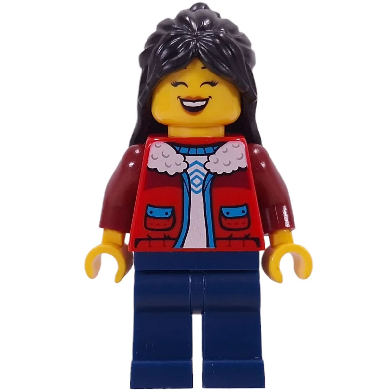 Mom, Red Torso, Dark Blue Legs, Black Hair — minifigurine LEGO | Brick Broker