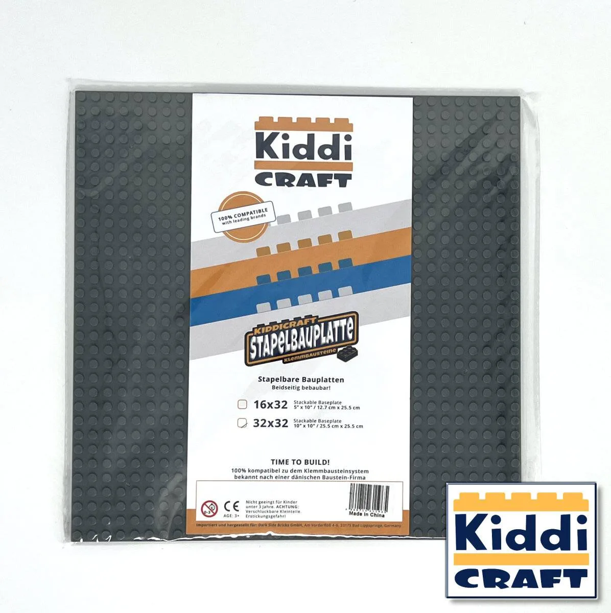 Kiddicraft Kiddiecraft - Plateforme empilable 32 x 32 - Gris foncé (KID-KC32DGSA) - prix | Brick Broker
